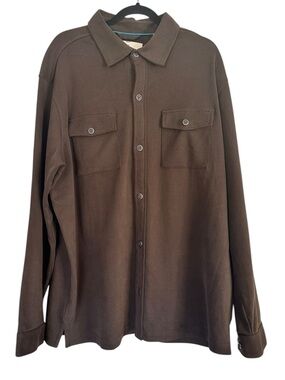 Tommy Bahama Men’s Brown Pima Cotton Long Sleeve Button Down Shirt Size XL